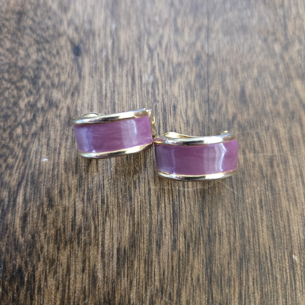 VTG Purple & Gold Clip-on Earrings - Picture 7 of 7
